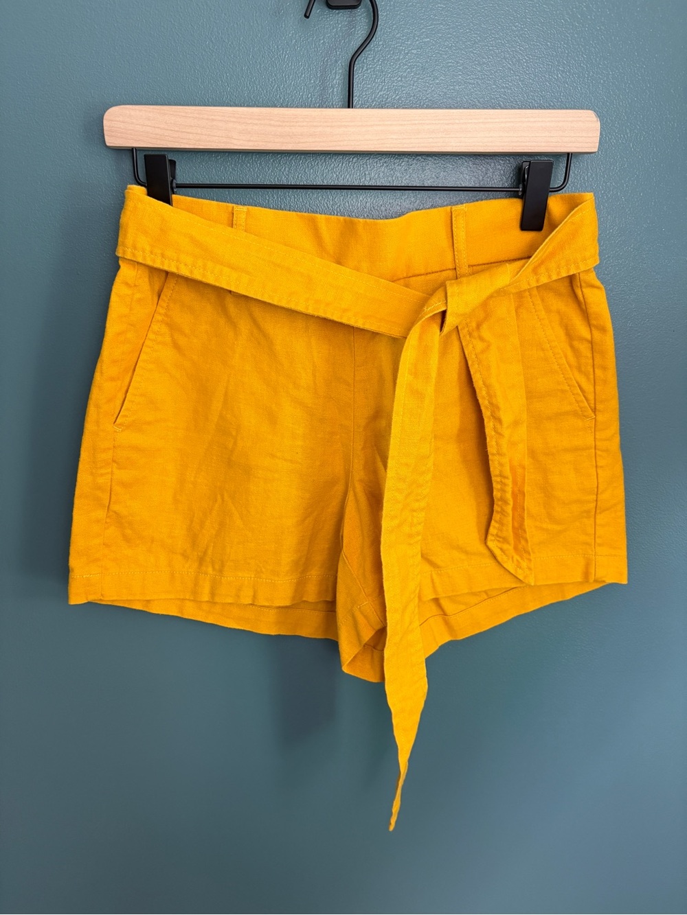 J.CREW Women’s Linen-Cotton Tie Waist Shorts Marigold Size 2